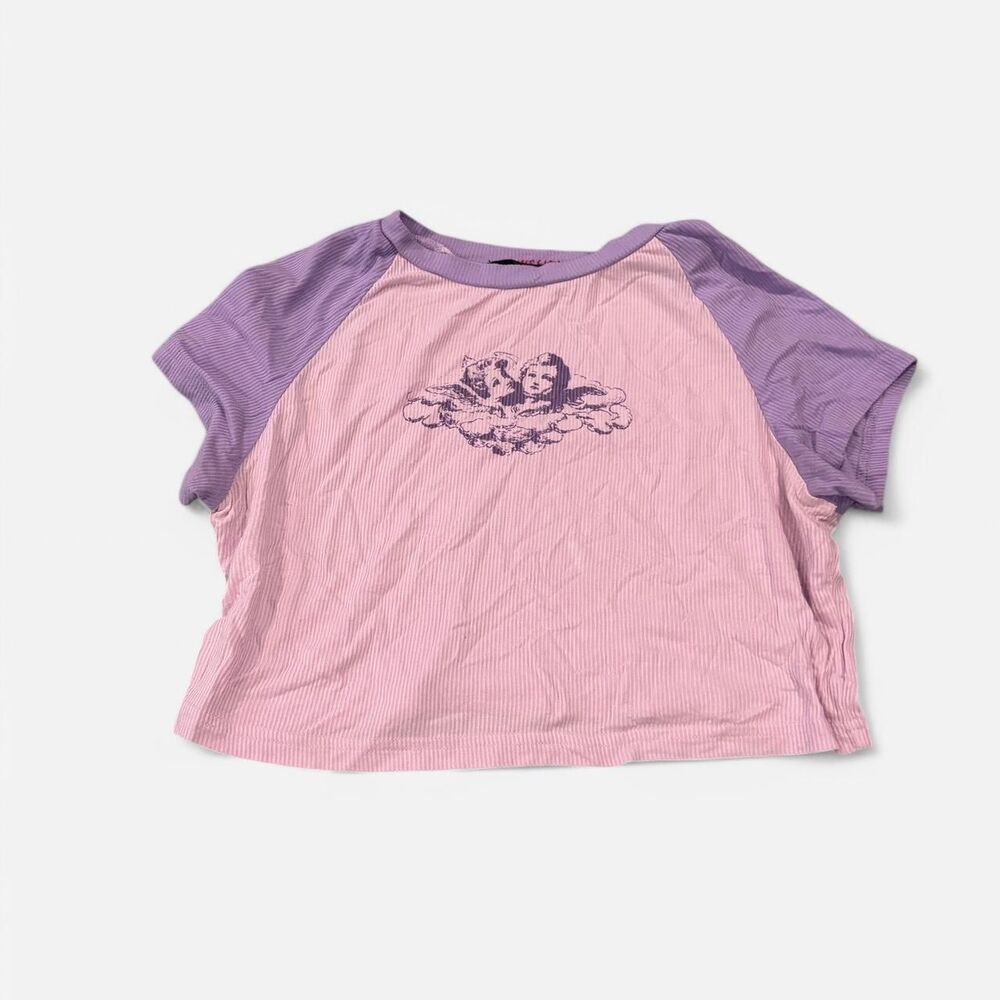 Shein Women's Pink and Purple T-shirt